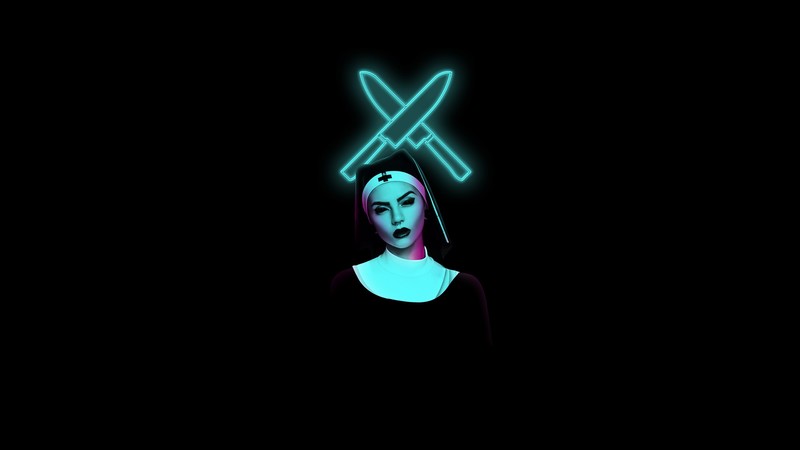 nun, neon, artist, artwork, digital art, hd