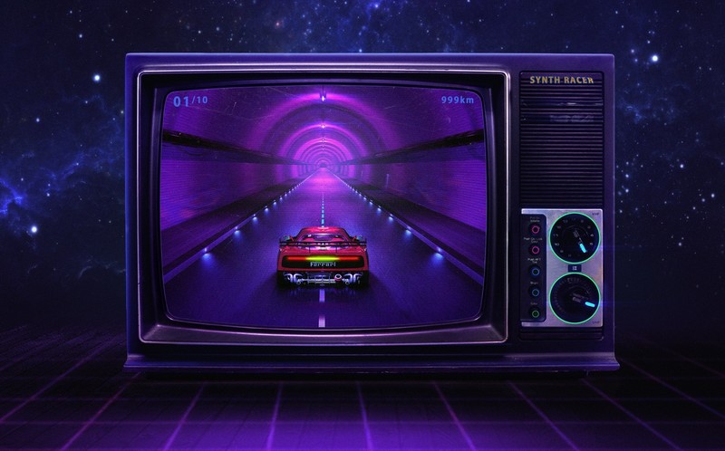 synthwave, artist, artwork, digital art, hd, ferrari
