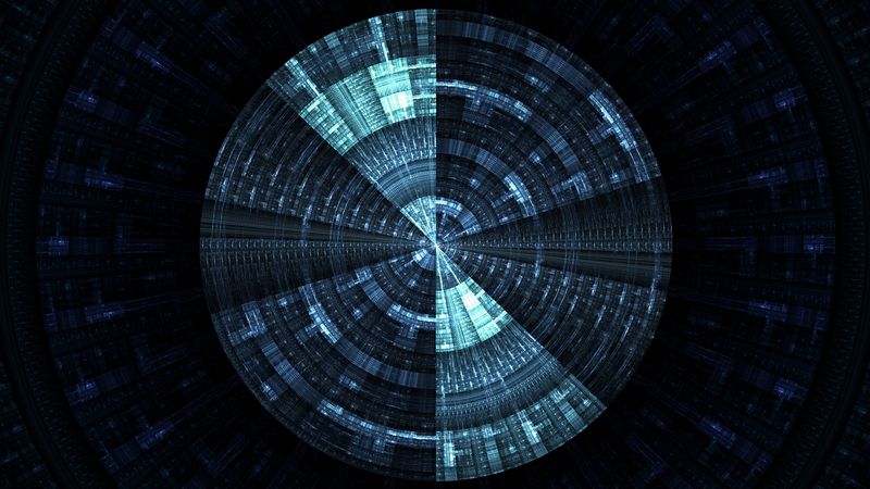 fractal, circle, pattern, symmetry, abstraction, 4k
