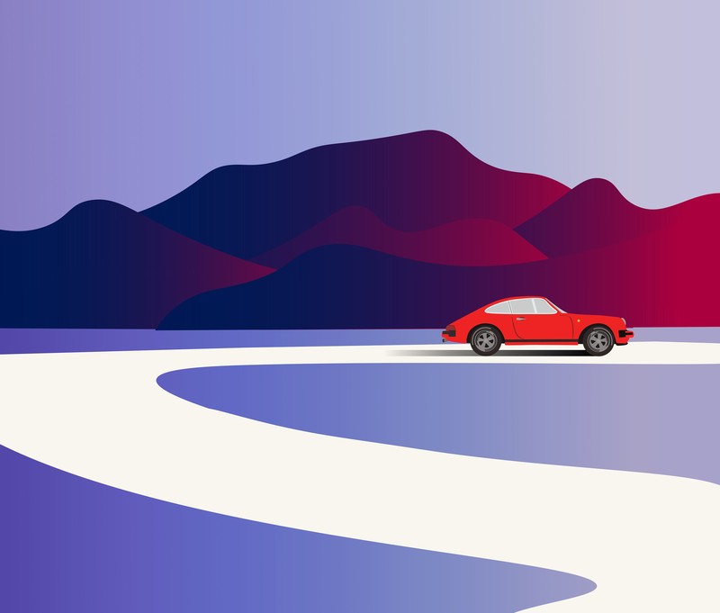 porsche, minimalism, minimalist, artist, artwork, digital art, hd, 4k, behance