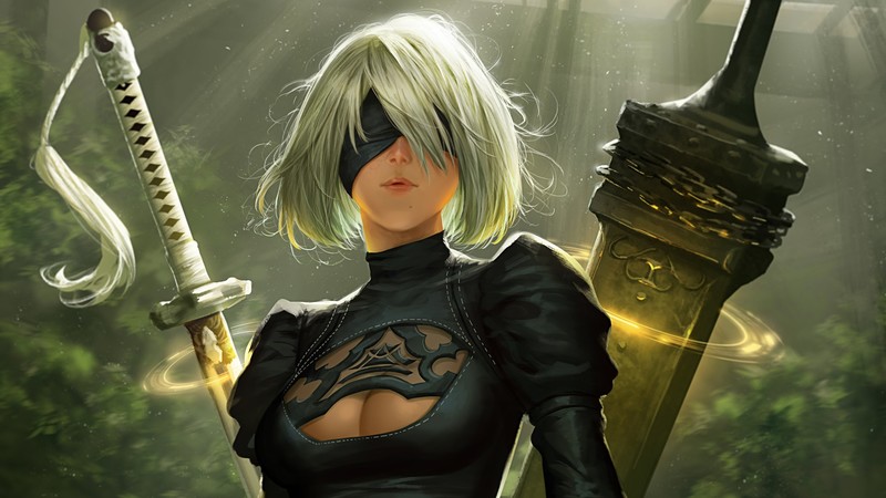 nier automata, games, artwork, hd, fantasy girls, artstation