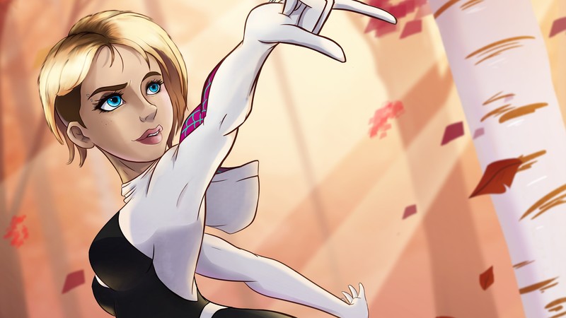 spiderman into the spider verse, gwen stacy, superheroes, 4k, animated movies, hd, artwork, artist, digital art, behance