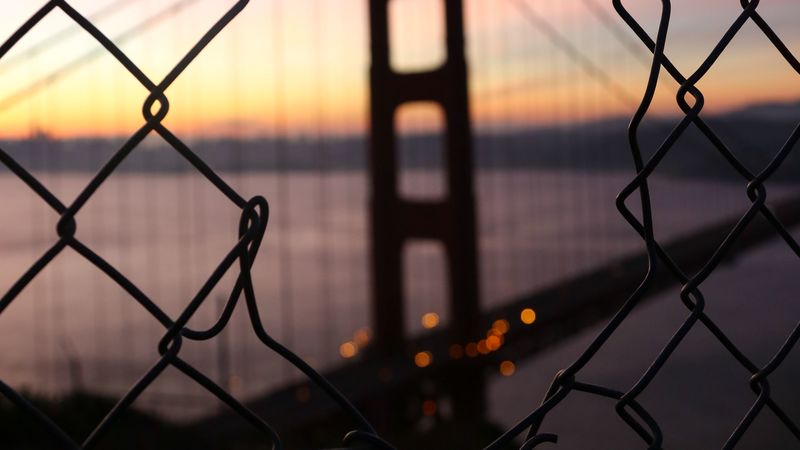 bridge, fence, dark, dusk, view, 4k