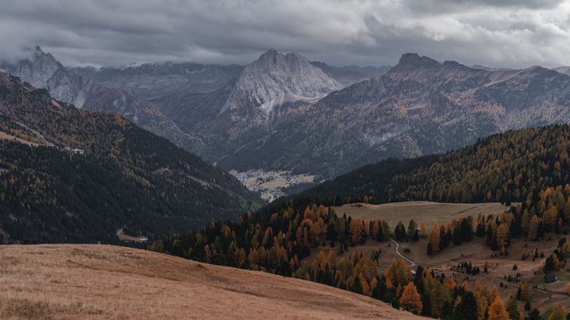 mountains, mountain range, slopes, forest, landscape, 4k