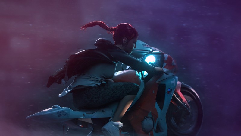 anime girl, anime, artist, artwork, digital art, hd, biker