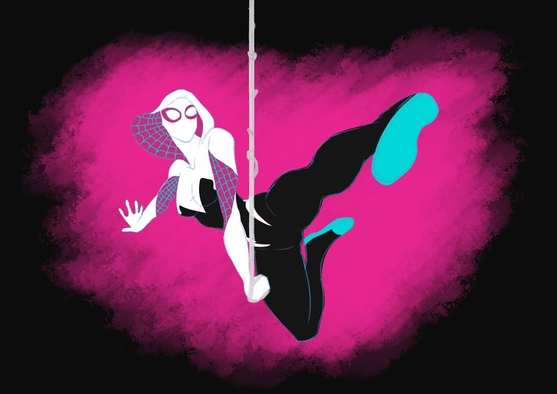 spiderman into the spider verse, gwen stacy, superheroes, 4k, animated movies, hd, artwork, artist, digital art, behance