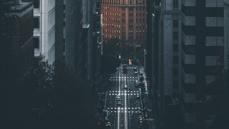 city, buildings, aerial view, street, architecture, 4k