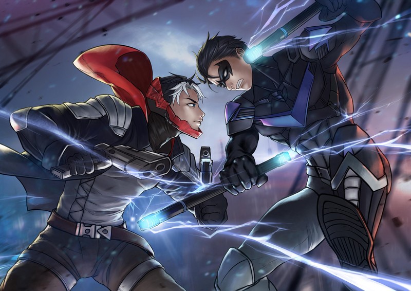 red hood, nightwing, hd, superheroes, artwork, deviantart, digital art