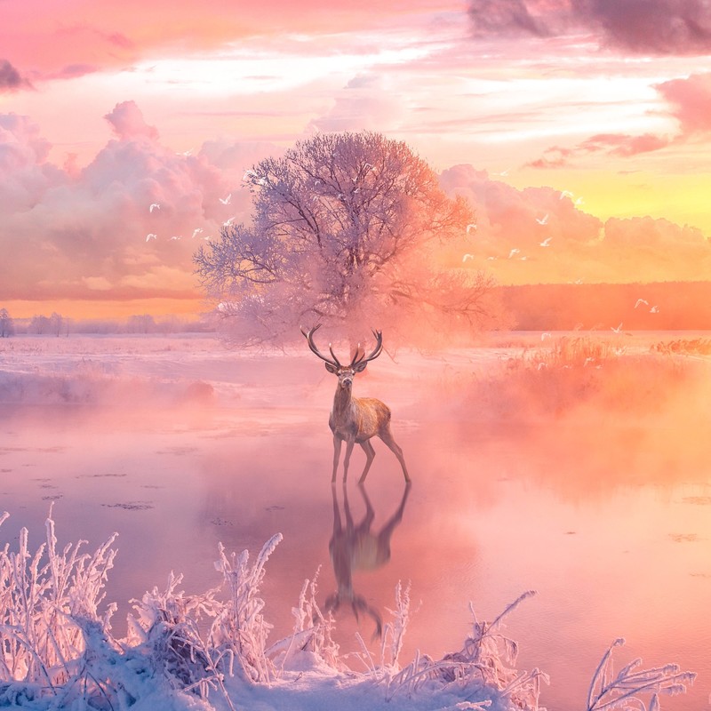 reindeer, animals, artist, artwork, digital art, hd, fantasy