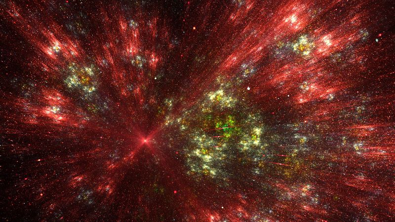 shine, nebula, light, red, abstraction, 4k