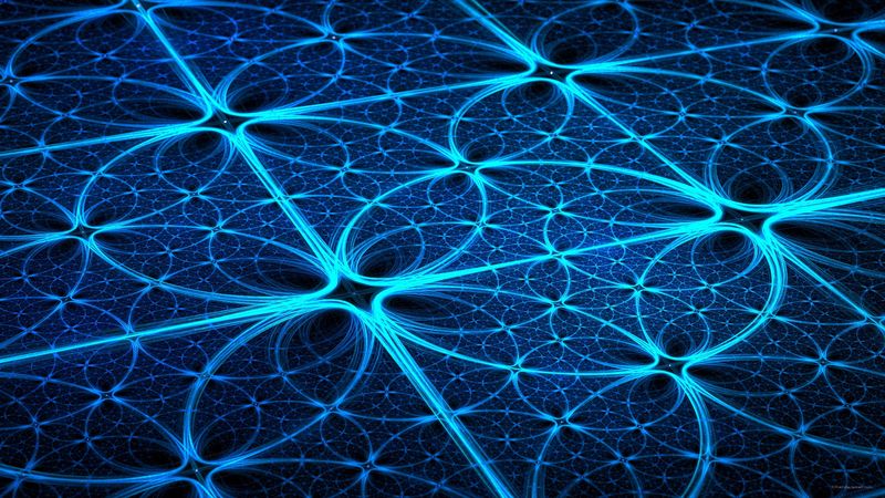 fractal, pattern, tangled, glow, blue, 4k