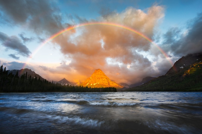 national park, nature, mountains, glacier, hd, 4k, 5k, rainbow