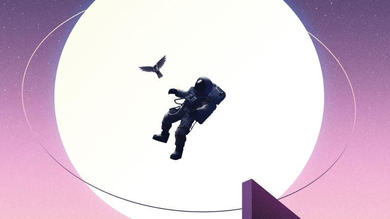 astronaut, artist, artwork, digital art, hd, 4k, pigeon