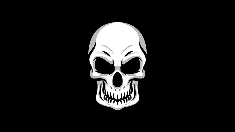 skull, black and white, hd