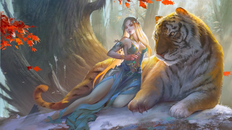 fantasy girls, hd, 4k, artwork, digital art, behance, tiger