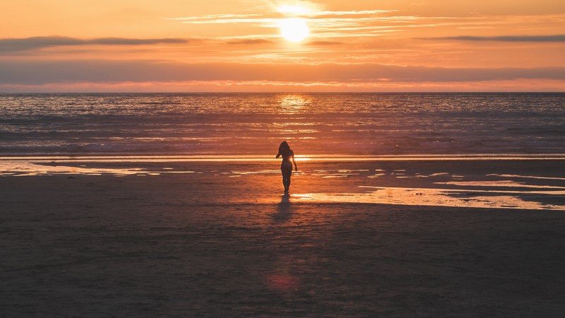 silhouette, girl, photography, sunset, hd, 4k