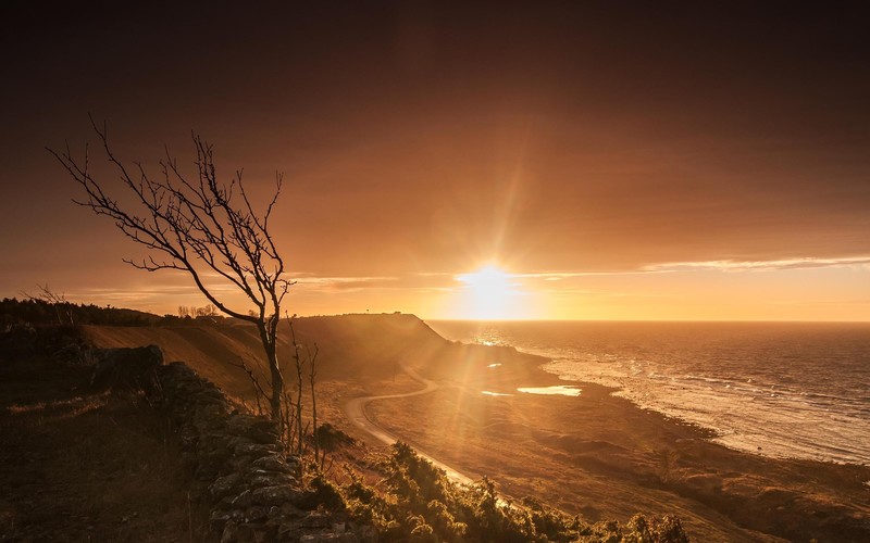 sea, evening, coast, nature, hd