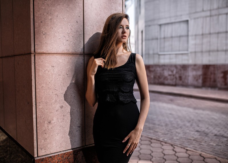 disha shemetova, girls, model, hd, black dress
