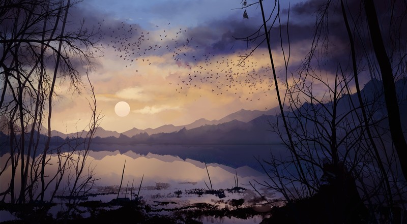 digital art, lake, landscape, nature, hd, deviantart