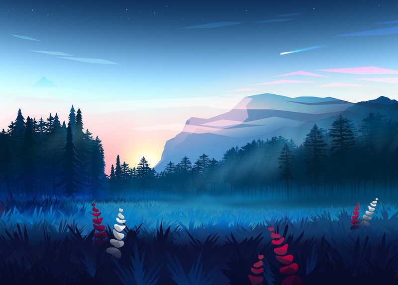 mountains, digital art, artist, artwork, hd, minimalism, minimalist, deviantart