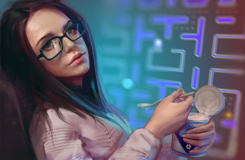 fantasy girls, ice cream, artist, artwork, digital art, hd