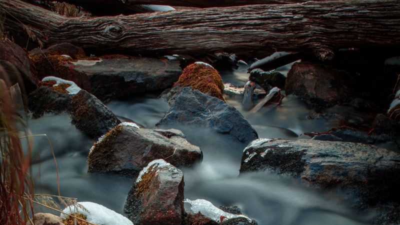 river, stones, logs, water, stream, 4k