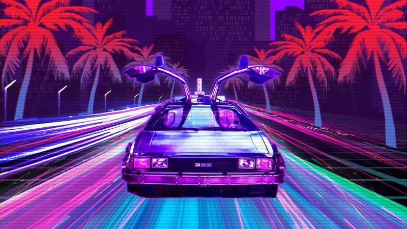 retrowave, cars, artist, artwork, digital art, hd, 4k