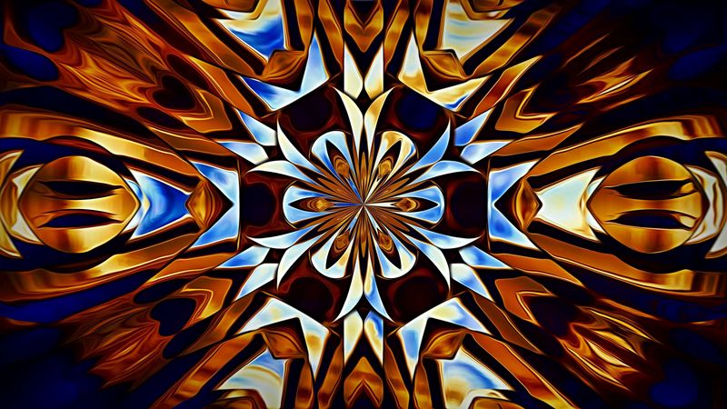 fractal, pattern, symmetry, kaleidoscope, abstraction, 4k