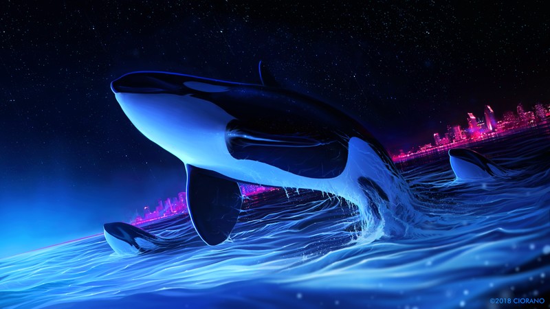 dolphin, digital art, artist, artwork, whale, hd, deviantart