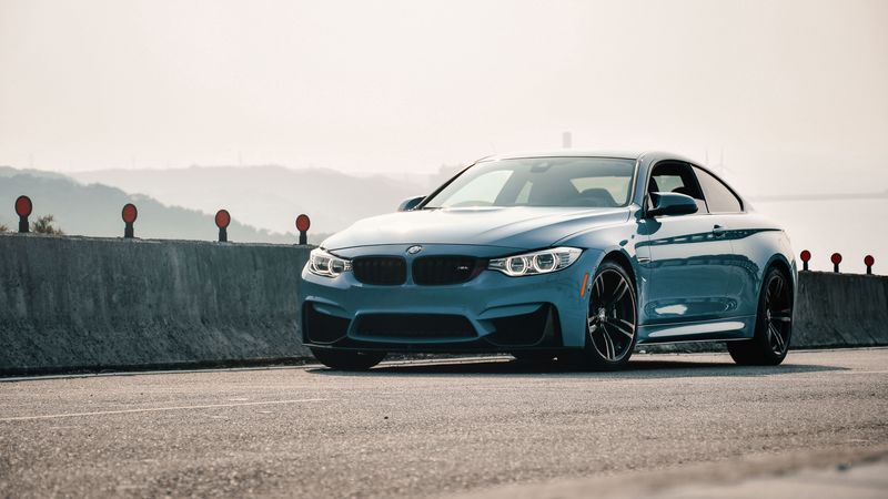 bmw m4, bmw, car, blue, coupe, side view, 4k HD Wallpaper