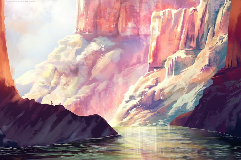 canyon, river, artist, artwork, digital art, hd, 4k, 5k, deviantart