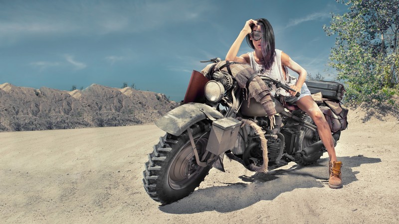 girls, bikes, model, hd, 4k, desert