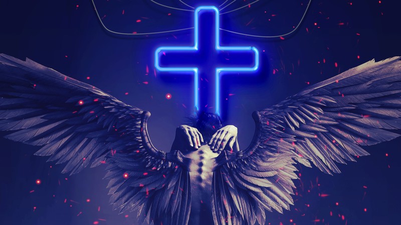 angel, neon, wings, artist, artwork, digital art, hd, 4k