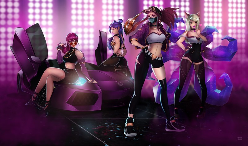 ahri, akali league of legends, league of legends, games, hd, deviantart, 4k, fantasy girls