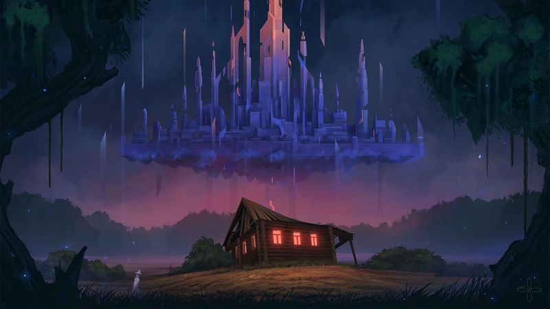 house, old, castle, illusion, art, 4k