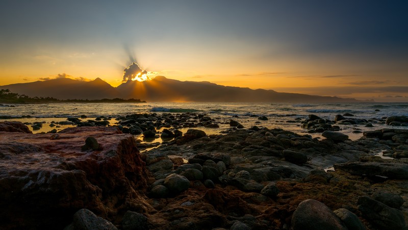 coast, landscape, sunset, nature, hd, 4k