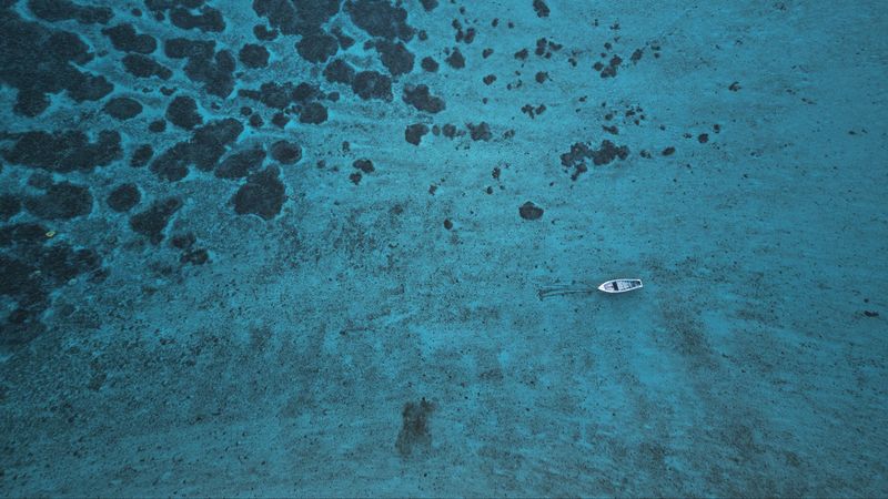 boat, water, aerial view, height, view, 4k