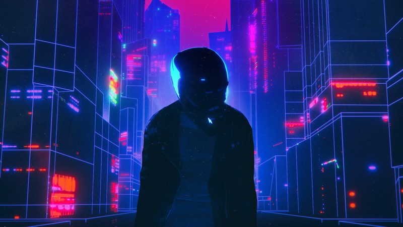 biker, retrowave, artist, artwork, digital art, hd, behance