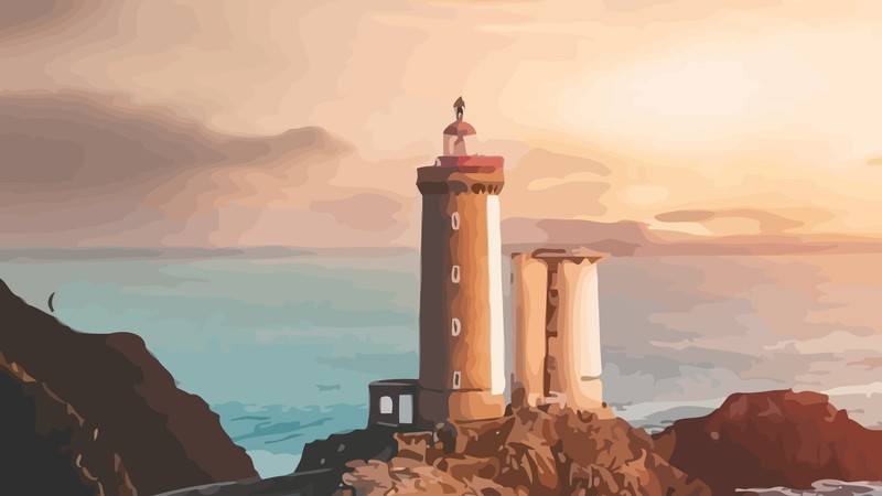 lighthouse, artist, artwork, digital art, hd