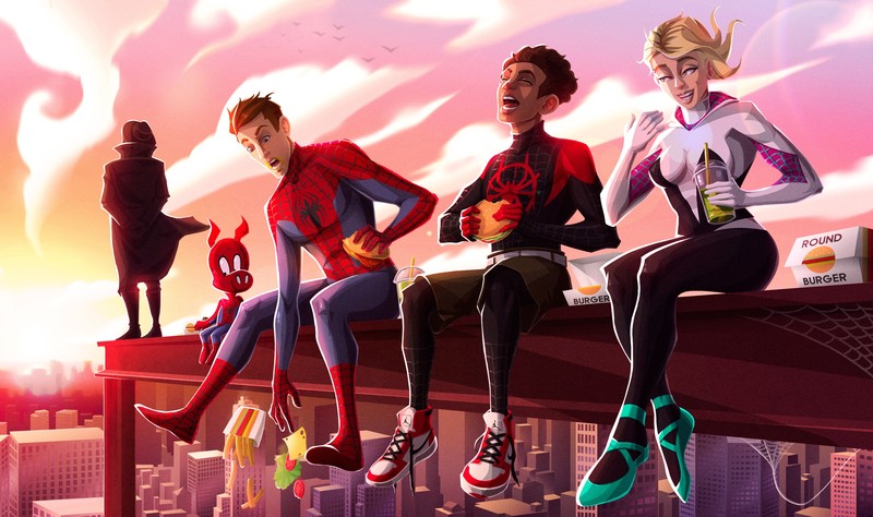 spiderman into the spider verse, hd, 4k, superheroes, artwork, artist, digital art, behance