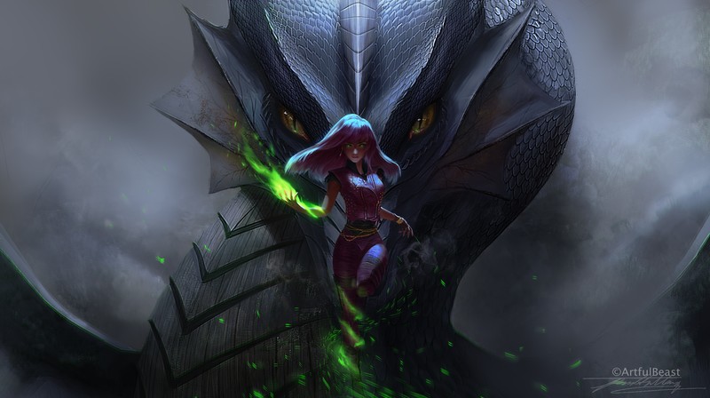 fantasy girls, dragon, creature, artist, artwork, digital art, hd, 4k, 5k, 8k, deviantart