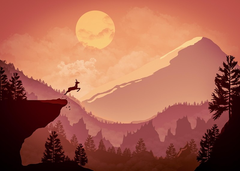 deer, animals, artist, artwork, digital art, hd, minimalism, minimalist
