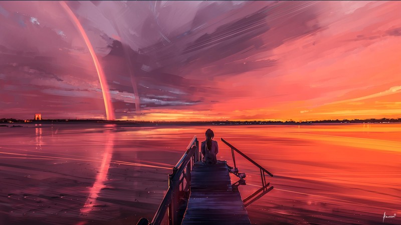 alone, artist, artwork, digital art, hd, pier, artstation
