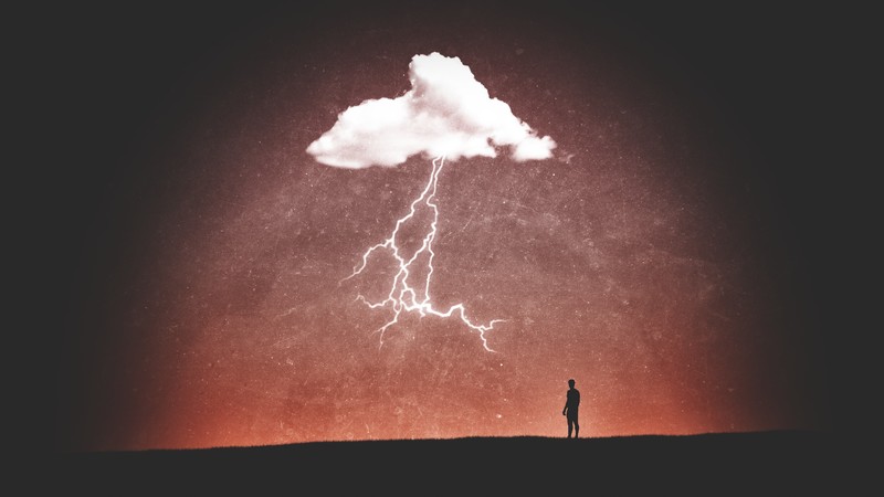 clouds, thunder, minimalism, minimalist, artist, artwork, digital art, hd, 4k, deviantart