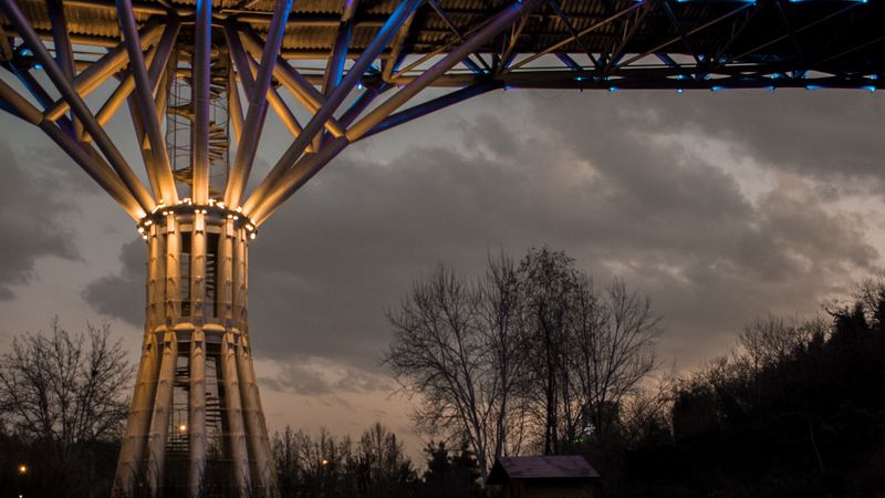bridge, support, structure, backlight, dusk, 4k