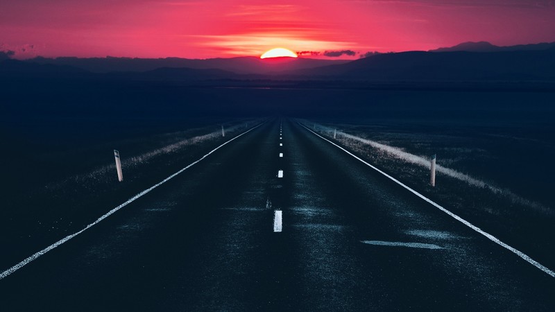 road, sunset, dark, photography, hd