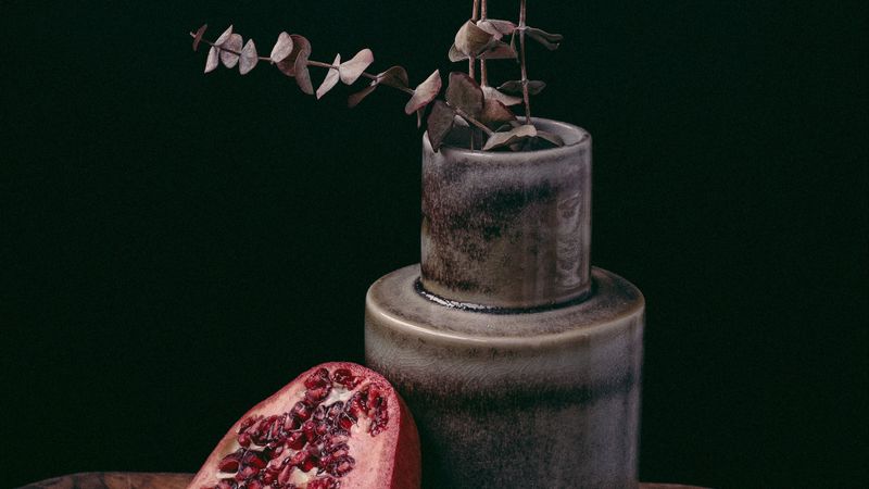 pomegranate, fruit, plant, pot, decorative, 4k