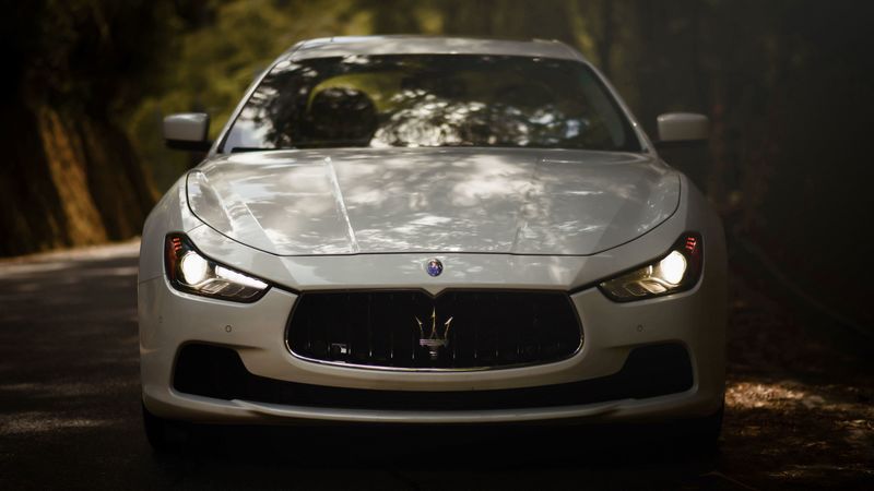 maserati ghibli, maserati, car, white, sportscar, front view, 4k