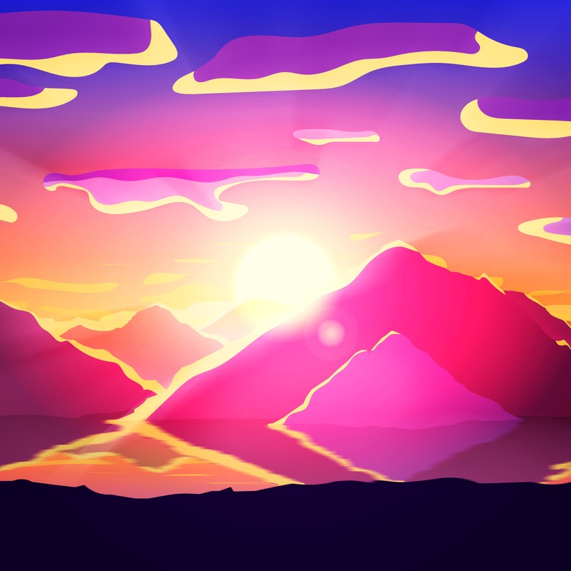 mountains, valley, minimalism, artist, artwork, digital art, hd, 4k