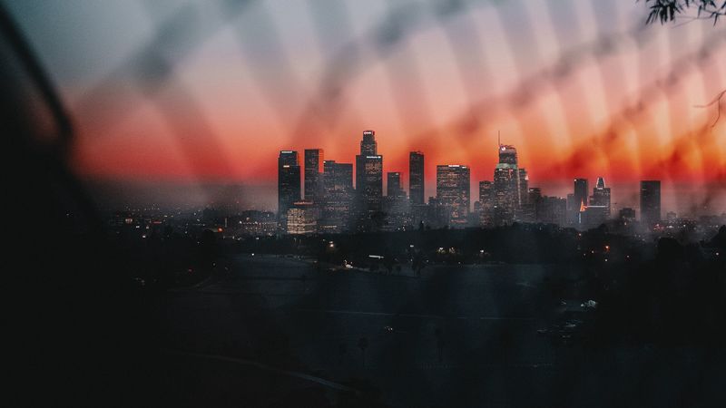 city, buildings, dusk, dark, overview, 4k
